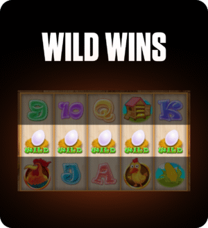 FOMO7 India slot feature showing Wild Wins with four egg wild symbols highlighted on the reels.