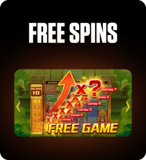 FOMO7 India slot feature showing Free Spins with increasing multiplier arrows and combo levels on reels.