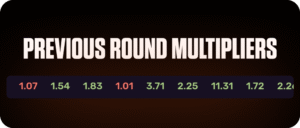 Aviatrix screen showing previous round multipliers in a dark themed layout for FOMO7 India.