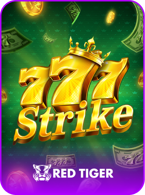 777 Strike slot icon by Red Tiger with golden symbols and cash effects featured on FOMO7 India.