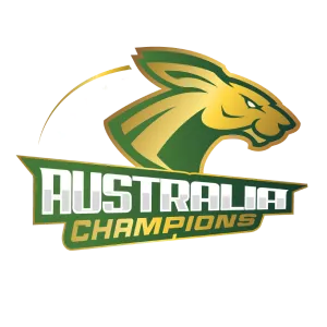 Australia Champions green and gold kangaroo emblem, cricket team logo on FOMO7 India sports platform