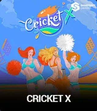 Cricket X game cover showing animated cheerleaders and stadium background
