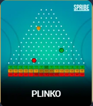 Plinko game board with falling balls and multiplier rows on FOMO7 India.